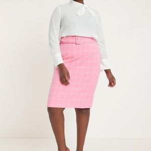 Eloquii Plaid Column Skirt with Belt, size 22, new with tags